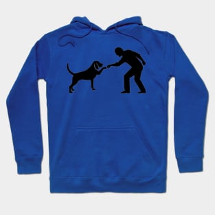 Fist bump between man and dog - dark Hoodie